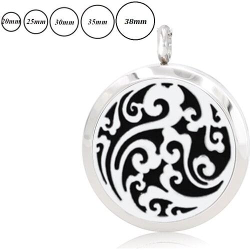 20mm 25mm 30mm 35mm 38mm Perfume Essential Oils Diffuser Aromatherapy locket 316L Stainless Steel Perfume necklace 10pads