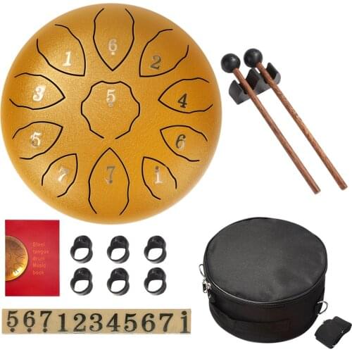 6/8 Inch Steel Tongue Drum 11 Tone Hand Pan Drum Tank Drum With Drumsticks Carrying Bag Percussion Instruments Accessories New