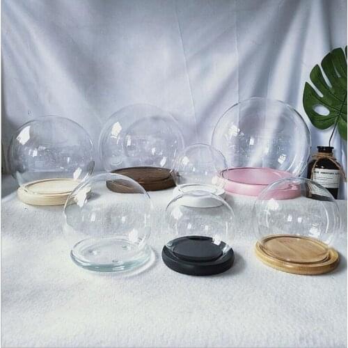 8sets/pack Diameter=20cm Different Base Big Size Round Glass Dome Vase Home Decoration Creative Cover Friend Gift Wedding Prop