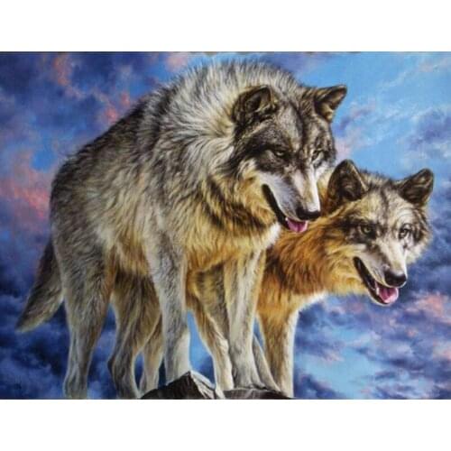 Diamond painting cross stitch Animal diamond mosaic embroidery Animal on the hill Agile wolf full rhinestone decoration painting