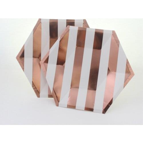 Free Shipping Rose Gold Paper Plates For Wedding Bridal Shower Bachelorette Party 1st Birthday Baby Shower 144pcs