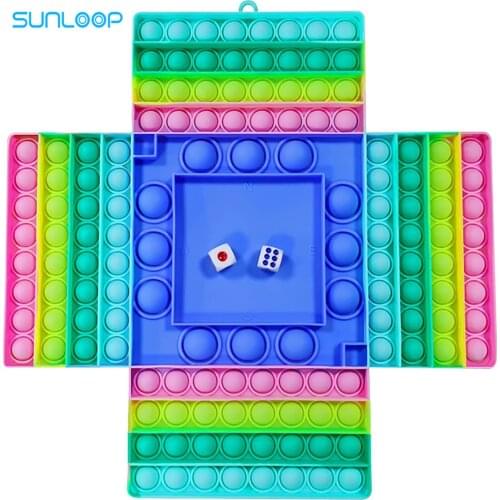 Muti-player Big Game Fidget Toy Kids Rainbow Chess Board Push Bubble Popper Fidget Sensory Toys for Parent-Child Interactive Toy