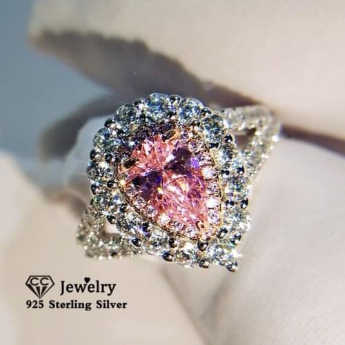 CC Luxury Rings For Women S9254 Silver Water Drop Cubic Zirconia Ring Bridal Wedding Fine Jewelry Accessories Bague CC1342