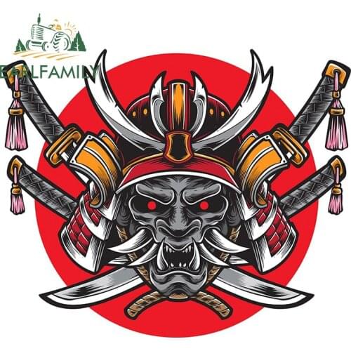 EARLFAMILY 13cm x 11cm Car Sticker Samurai Hannya Mask Cartoon Japan Warrior Decal Window Bumper Trunk Stickers JDM Car Styling