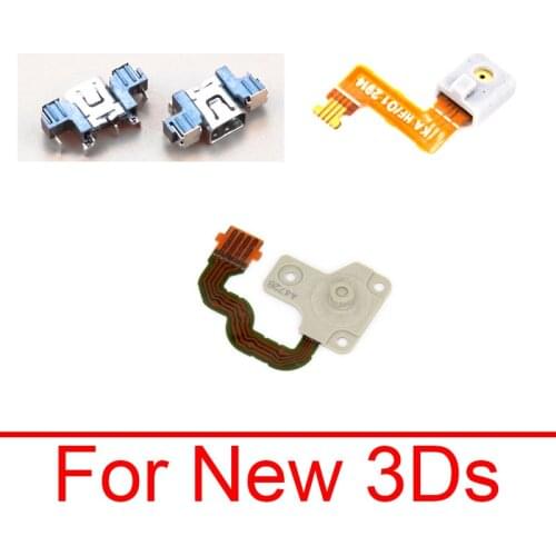 C Joystick Button&Microphone Flex Cable For New 3DS XL LL USB Power Jack Socket Dock Connector Charger Charging Port Repair Part
