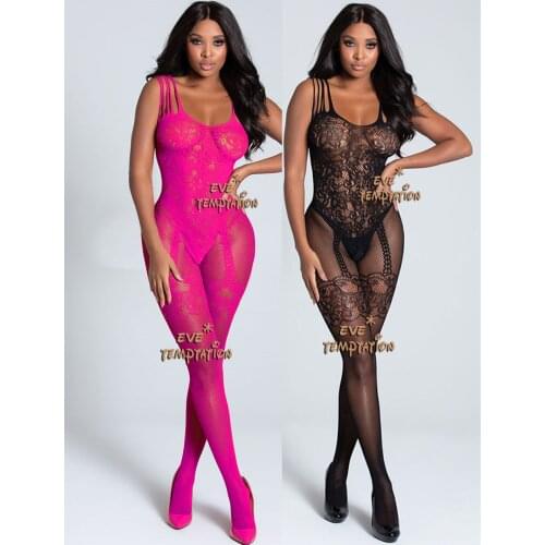 Sexy black Sleepwear Lingerie Babydoll BODYSUIT Mesh Teddy Floral Body Stocking Intimate Catsuit baby doll Crotchless W352