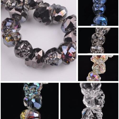 14mm Skull Head Faceted Crystal Glass Loose Beads for Jewelry Making DIY Crafts