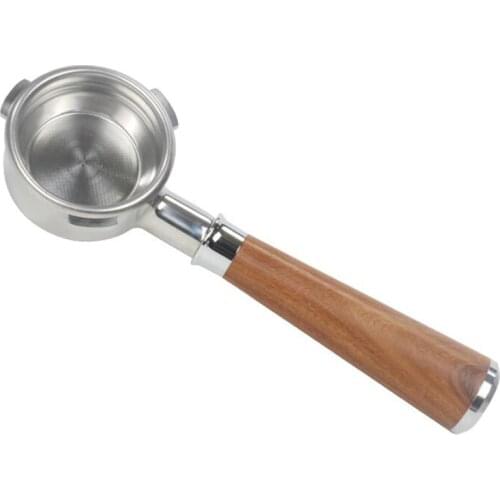 58MM Coffee Portafilter, Coffee Bottomless Filter for Barsetto, for Espresso Coffee Wooden Handle Professional Accessory