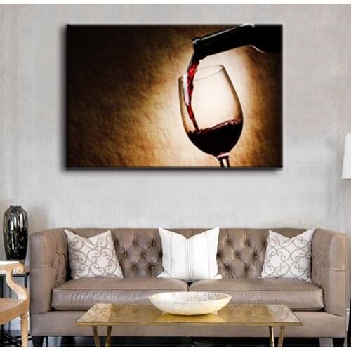 Wholesale Red Wine In The Glass Photo Wall Art Painting Print On Canvas Food Picture For Home Decor Bedroom Decoration Gift