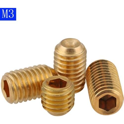 M3 x 0.5 ( 3mm ) Solid Brass Grub Screw Cup Point Hex Socket Set Screws DIN 916 bolts