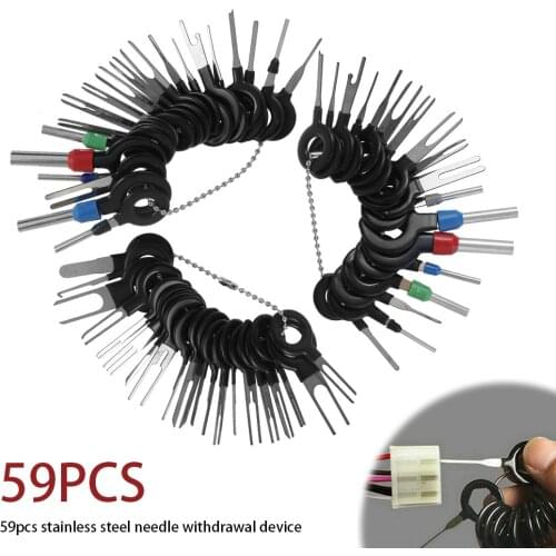 59pcs Car Terminal Removal Kit Wiring Crimp Pin Connector Extractor Puller Terminal Ejector Kit Stylus Wire Crimp Pin Extractor