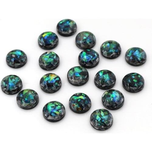 New Fashion 8mm 40pcs/Lot Black Color Built-in metal foil Flat back Resin Cabochons Cameo V7-10
