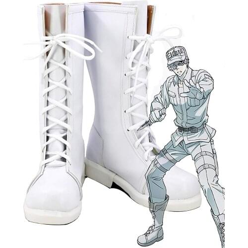 White Blood Cell Shoes Cosplay Anime Cells at Work! White Blood Cell Cosplay Boots White Shoes Custom Made Any Size