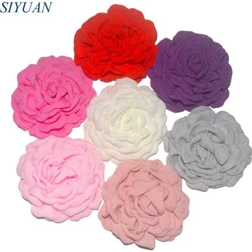Wholesale 100pcs/lot 3.5 inch Korea Hemp Fabric Burned Flower WITH/WITHOUT Clip Lovely Hair Accessories 20 Colors in Stock TH258
