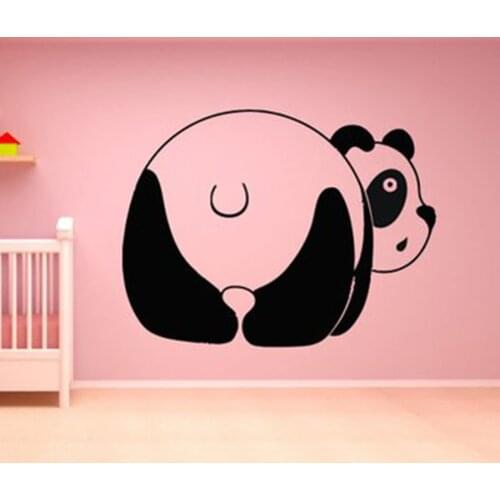 Panda Wall Decal Nursery Sign Cute Animals Kids Children Bedroom Living Room Poster Mural Vinyl Sticker Playroom Decor C09
