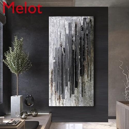 Simple Black and White Gray Abstract Decorative Painting Minimalist Entrance Painting Corridor Mural Wall Art Decor Home Decor