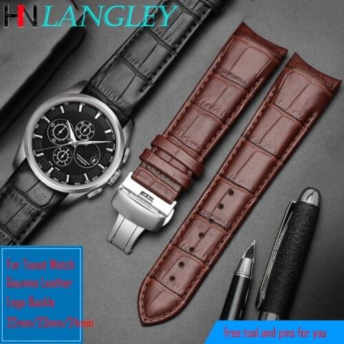 Genuine Leather Watch Band Strap for Tissot T035 607 407 439 Watch Strap Bracelets Butterfly Buckle Replacement 22mm 23mm 24mm