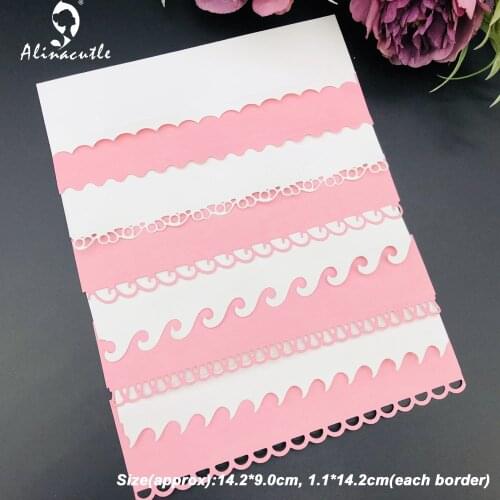 Metal Cutting Dies Cut 8pc Lace Wavy Border Edge Set Scrapbooking Paper Craft Handmade Album Card Punch Art Cutter Alinacutle
