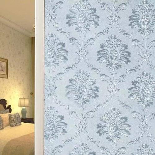 200cm Length Static Cling Window Film Damascus Style PVC Privacy Protection Home Decoration Sun-Proof Water-Proof Glass Sticker