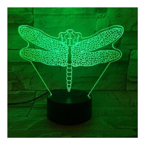 3D LED Lamp Dragonfly Insect USB Multicolor Night Ligh kids toys Touch Table Desk Decor Creative Xmas Birthday Holiday Gift 523