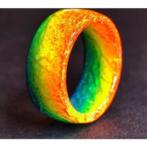 Creative Resin Thermochromic Glow Ring Joker Cool Night Crack Ring Nightclub Bar Ring for Bride Wedding Rings Men Women Jewelry