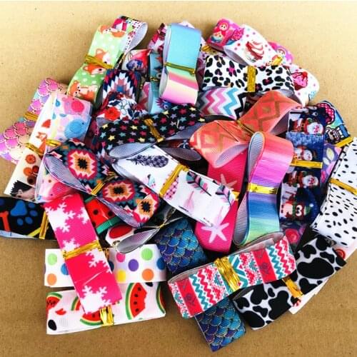 DHK 10yards Mixed Randomly Cartoon Printed Grosgrain Ribbon Accessory Hairbow Headwear Decoration DIY Wholesale OEM C1885