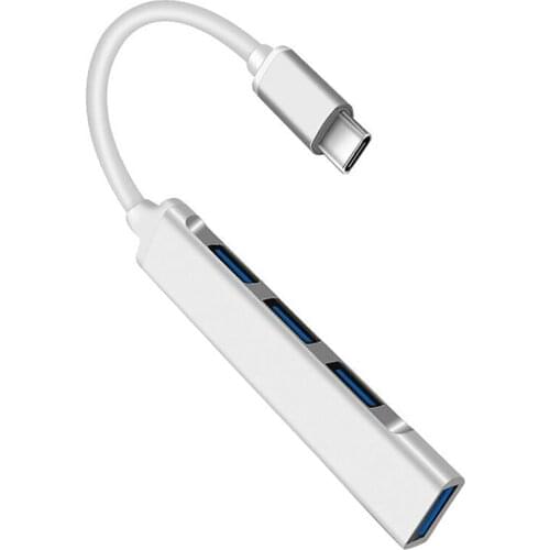 USB C Hub 4-In-1 C-Type Aluminum Hub Adapter with USB3.0X1+USB2.0X3 Ports for Air/Pro 2017/2018 XPS