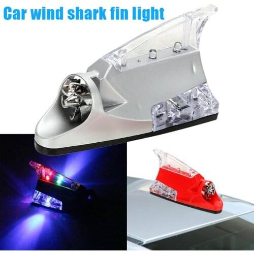 Wind Power Waterproof Car Shark Fin Roof Antenna LED Flash Light Lamp for Safety TD326