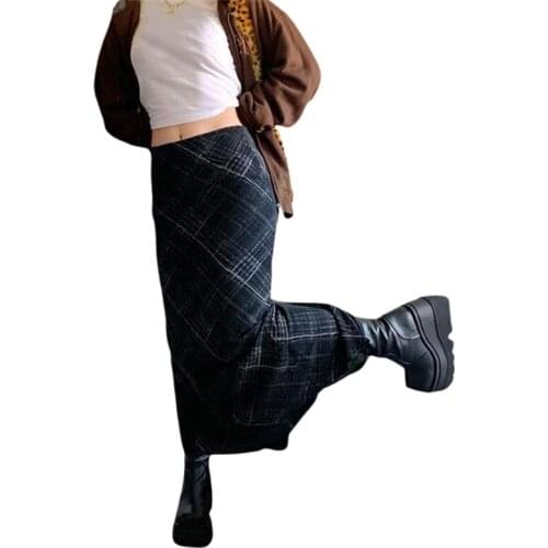 Xingqing Vintage Skirts Women Plaid Summer Midi Skirt High Waist Students New Arrival Girls Female Stylish Fit Skirt Costume