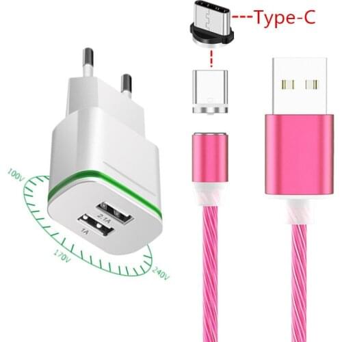 For Samsung S8 S20 A50 Huawei P30 honor 10 20 Pro LG Stylo 5 HTC U11 Phone charger LED luminous Magnetic Micro USB Charge Cable