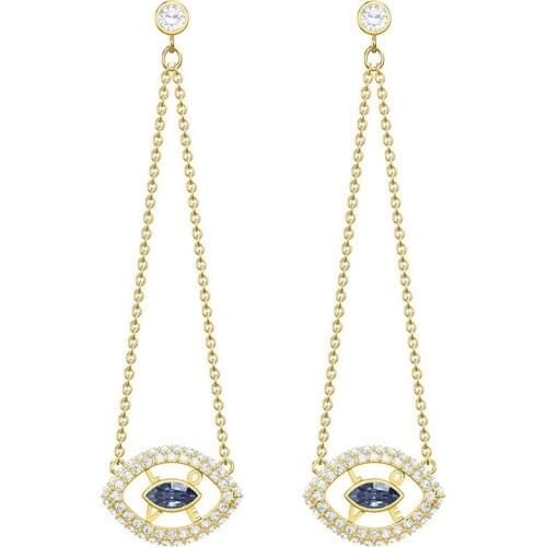 SWA 1:1 Evil Eye Earrings Women Vintage Gold Color