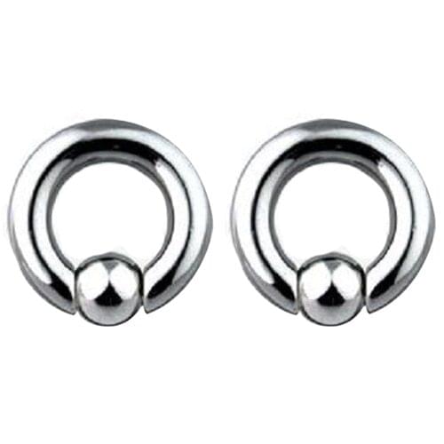 1 pair Stainless Steel Captive Bead Ear Rings Hoop BCR Studs Piercing Jewelry Steel color, 2g(6mm)*16mm