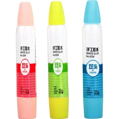 1Pc 35ML White Liquid Glue Double Head High Viscosity Adhesive Glue Office Invoices Documents Glue Students Stationery Supplies