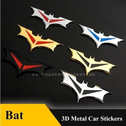 1Pcs 3D Metal Bat Car Stickers Decals Bat Emblem Motorcycle Batrider Sticker Exterior Decoration Automobiles Car Styling