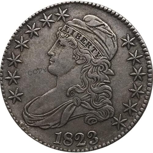 1823 United States 50 Cents ½ Dollar Liberty Eagle Capped Bust Half Dollar Cupronickel Plated Silver White Copy Coin