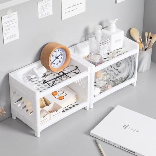 24X18CM DIY 2Layer Bathroom Organizer Home Office Sundries Anti Slip Shelf Table Desk Make Up Jewelry Glasses Storage Rack