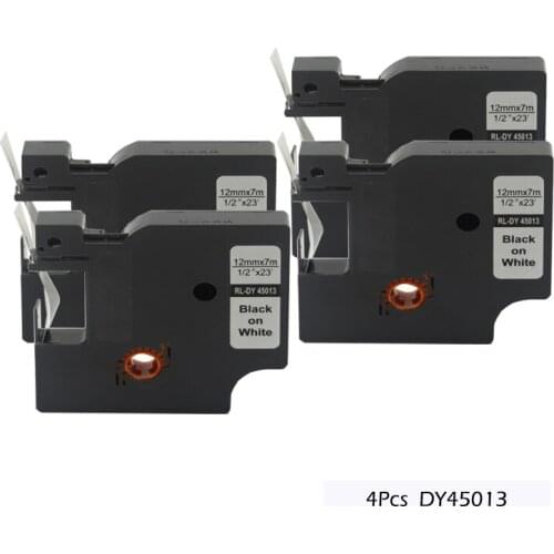 4Pcs 45013 Compatible Printer Ribbons for Dymo 45013 Label Tape Black on White Ribbon for Dymo Label Manager 160 210D 260P 360D