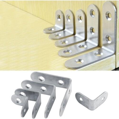 4 PCS 20~50mm Practical Stainless Steel Corner Brackets Joint Fastening Right Angle Thickened Brackets For Furniture Home