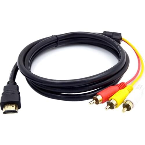 5 Feet 1080P HDTV HDMI-compatible Male To 3 RCA Male Audio Video AV Extension Cable Cord Adapter Video Game Aux Cable