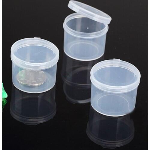 5 PCS Small Round Plastic Clear Transparent With Lid Collection Container Case Storage Box Coin Capsules Holders Collecting