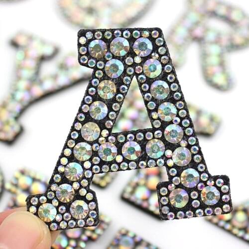 A-Z Rhinestone English Letters Patch Iron on Clothes Patches For Clothing Handmade Badge Bags Decor Crafts Stickers Appliques