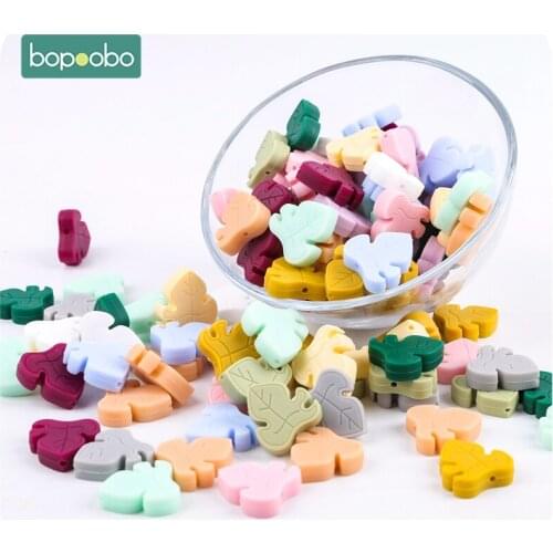 Bopoobo 50pcs BPA Free Silicone Turtle Leaf Beads Silicone Beads Baby Teething Beads Baby Gifts Tiny Rod GradeToy Baby Products
