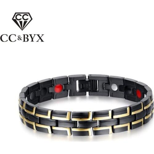 CC Stainless Steel Bangles Bracelets For Men 12.2mm Titanium Black Magnet Bracelet Accessories Bransoletka Men SBRM-011