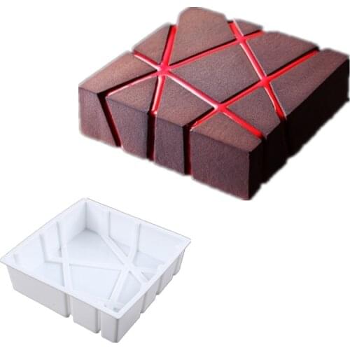 Geometric JiuGong Art Cake Mould Pan 3D Non-stick Silicone Mold For Chocolate Muffin Brownie Baking Pastry Moule