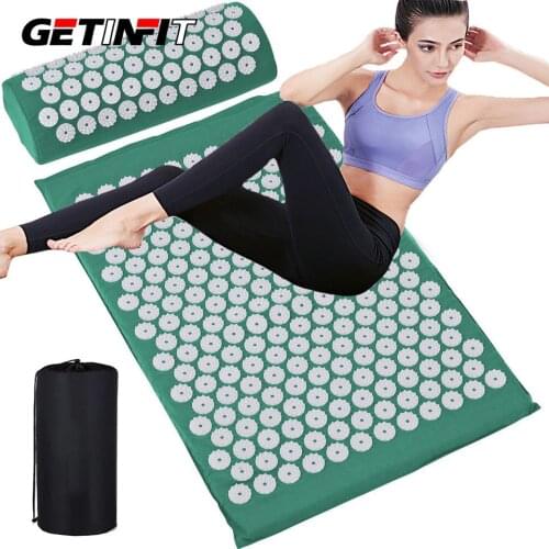 Getinfit Acupuncture Pillow Set Yoga Mat Massage Mat Acupressure Relieve Stress Back Neck Body Pain Acupuncture Mat