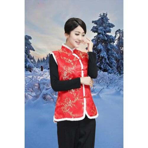 Tang suit autumn winter work clothes top cotton vest womens Chinese style cotton vest big red horse Chinese style cheongsam