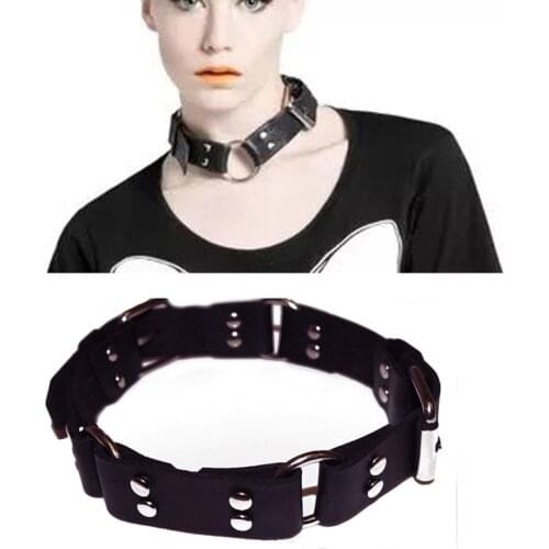 100% Handcrafted Punk Pastel Goth Plain 90s Choker Leather Cosplay Harajuku Collar Necklace