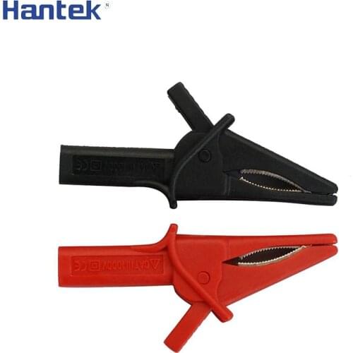 Hantek 2pcs HT18A Crocodile Clips Large Dolphin Gator Clip for Oscilloscope Red+Black Oscilloscope Accessory