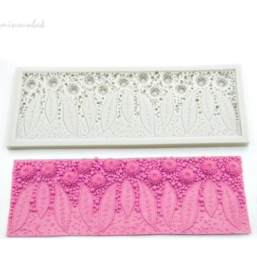 Minsunbak Dreamy 3D Floral Silicone Mould DIY Pearl Leaf Wedding Cake Decorating Tool SugarCraft Chocolate Baking Mold
