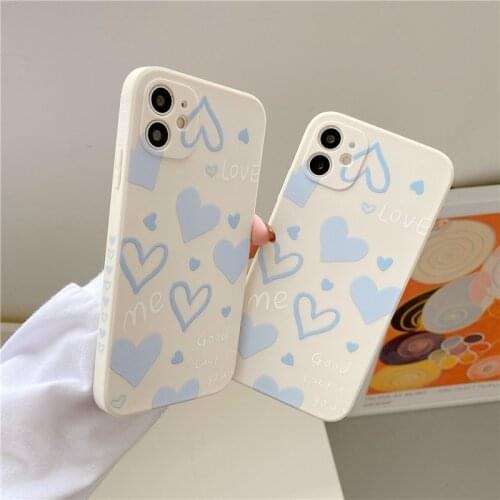 Fashion Side Pattern Blue Love Heart Soft Case For OPPO A31 A53 A5 A9 2020 A3S F11 A52 A83 A91 A92S Realme XT Reno 5 6 Pro R17